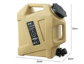 Portable 18L square PE plastic water storage container with faucet in army green for camping and car use
