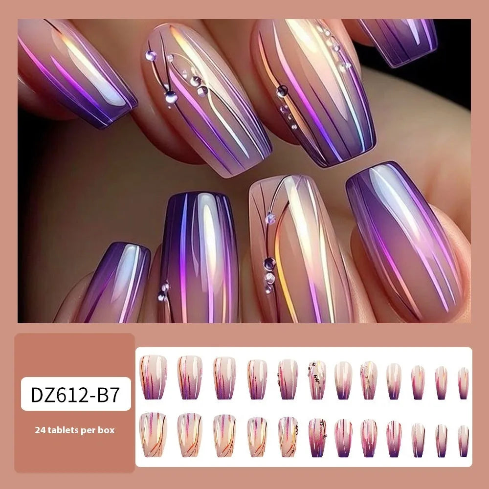 Magic colour asterism nail stickers with purple gradient starry sky pattern and jelly glue