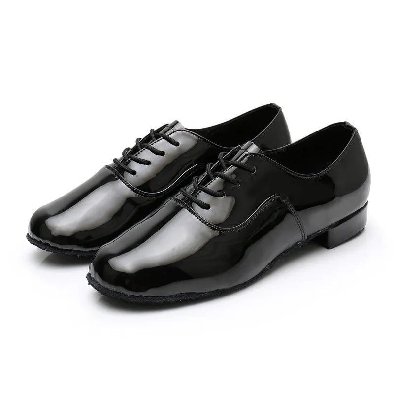 Men's black dancing shoes with calf leather soles for indoor fitness and dance practice