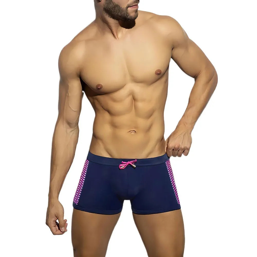 Men's polka dot print swimming boxers in nylon quick-dry fabric with briefs style cut