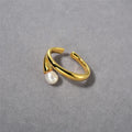 Geometric pearl ear bone clip 27mm x 19.5mm copper with 18K gold inlay in gold or silver