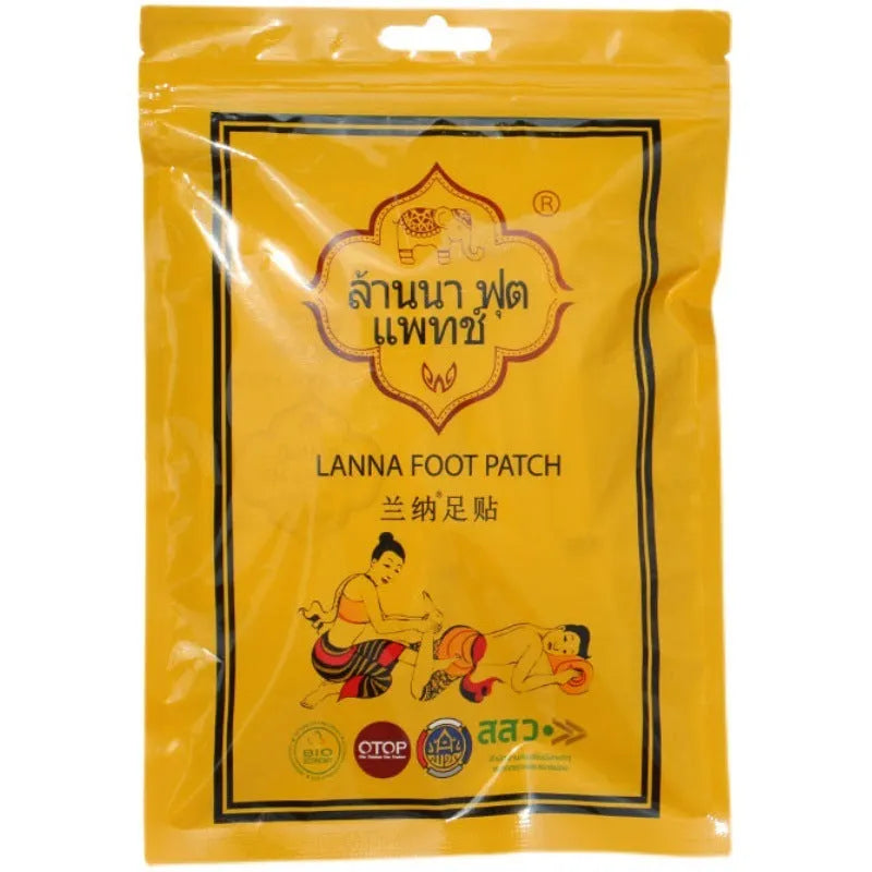 Pack of 10 sticky foot patches for nourishment and fatigue relief on general skin types.