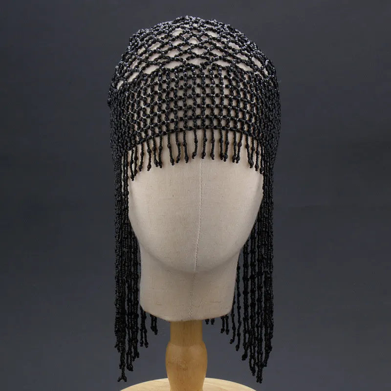 Handmade alloy belly dance hat with tassel ornament for female performers