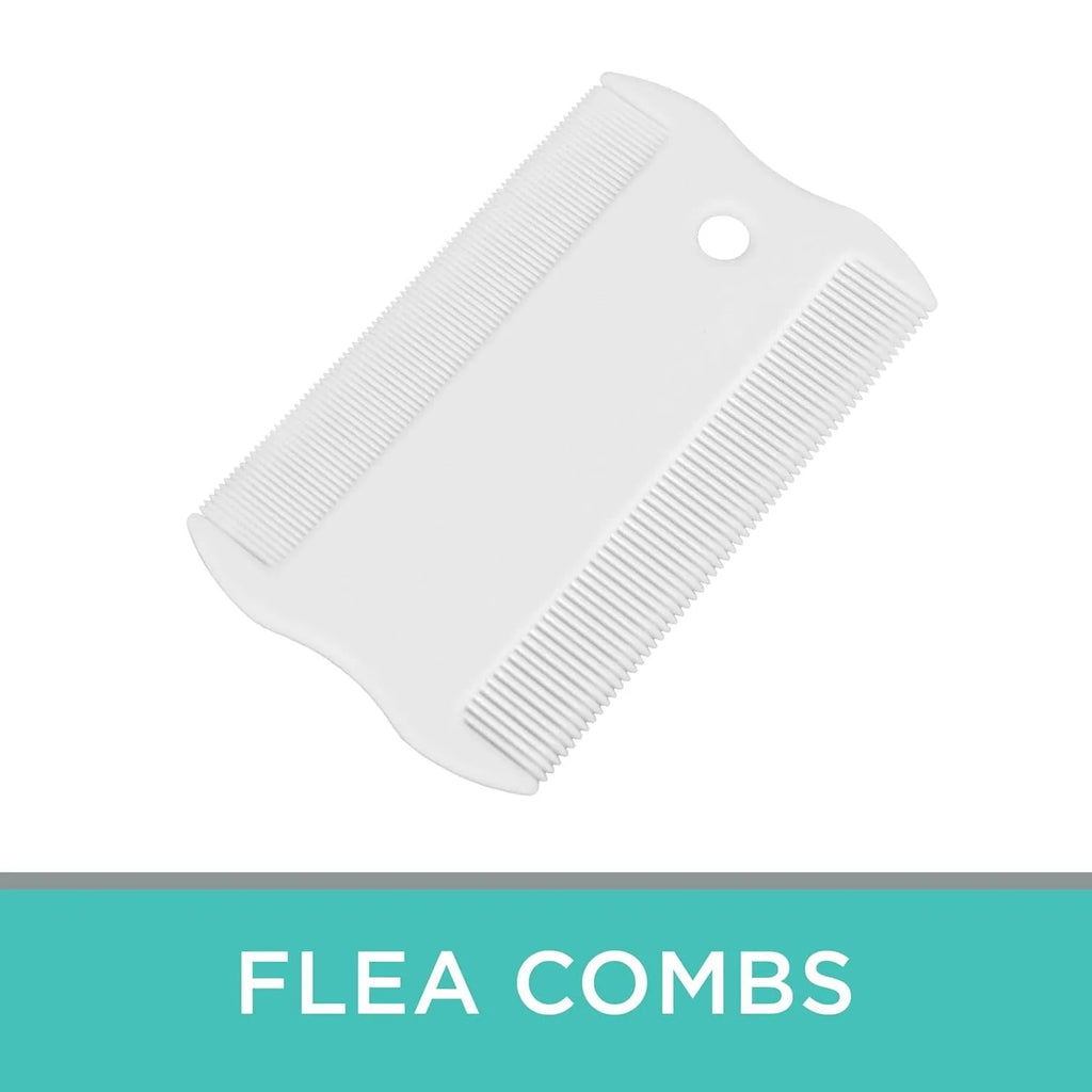 Double-sided plastic flea comb for pets measuring 5cm with dense teeth for flea removal and facial grooming
