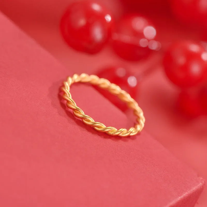 Brass gold plated women's ring in twist, glossy, or matte bracelet styles