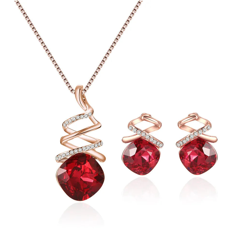 Women's alloy bridal jewelry set with adjustable necklace and matching earrings in colour 61172321