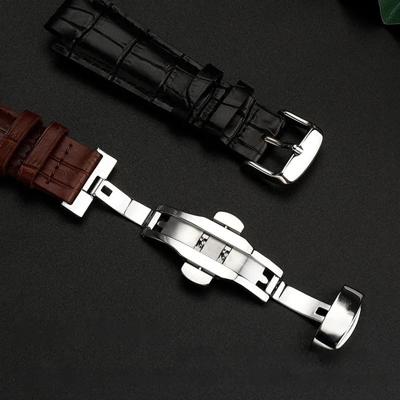 Calfskin watch strap 24x14mm genuine leather in black, brown or dark brown, no buckle included