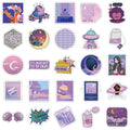 Cute purple graffiti stickers, 50 self-adhesive decals in colourful cartoon skin pattern, 4-6cm