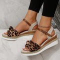 New thick-soled bow sandals for women with buckle, fabric upper, and wedge heel