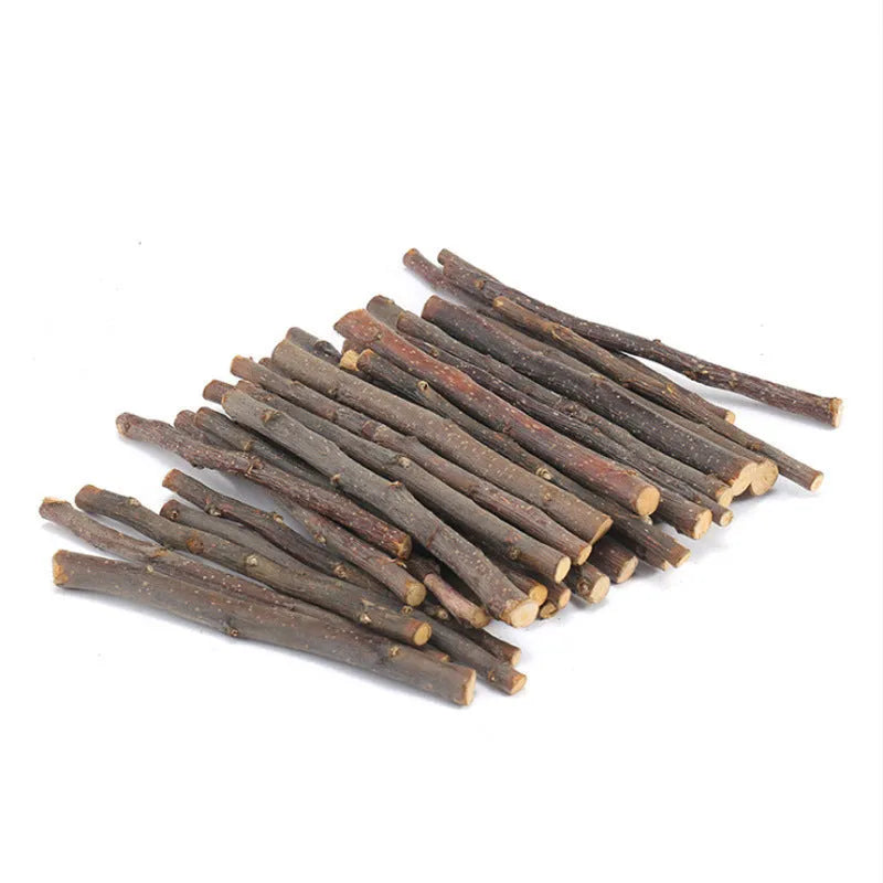 Dried apple branches 100g natural small pet treat for rabbits chinchillas hamsters teeth cleansing chew sticks 10-13cm