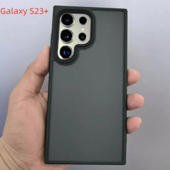 Frosted magnetic phone case for Samsung Galaxy S23 in black with matte finish and drop-resistant shell