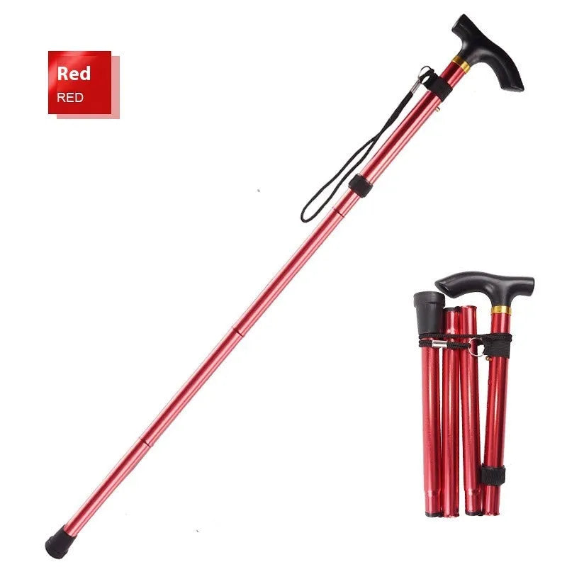 Aluminium folding cane walking stick with adjustable length and non-slip handle