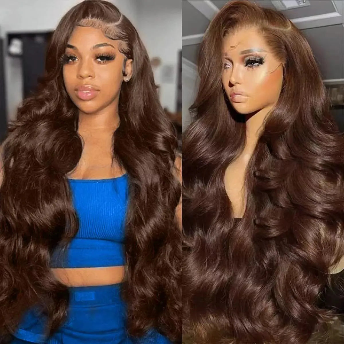 Dark brown lace big wave wig for women in 8 to 32 inch lengths with 13x4 or 13x6 lace style options