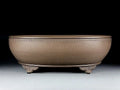 Handmade oval purple sand flowerpot with black mud green finish, 50cm length