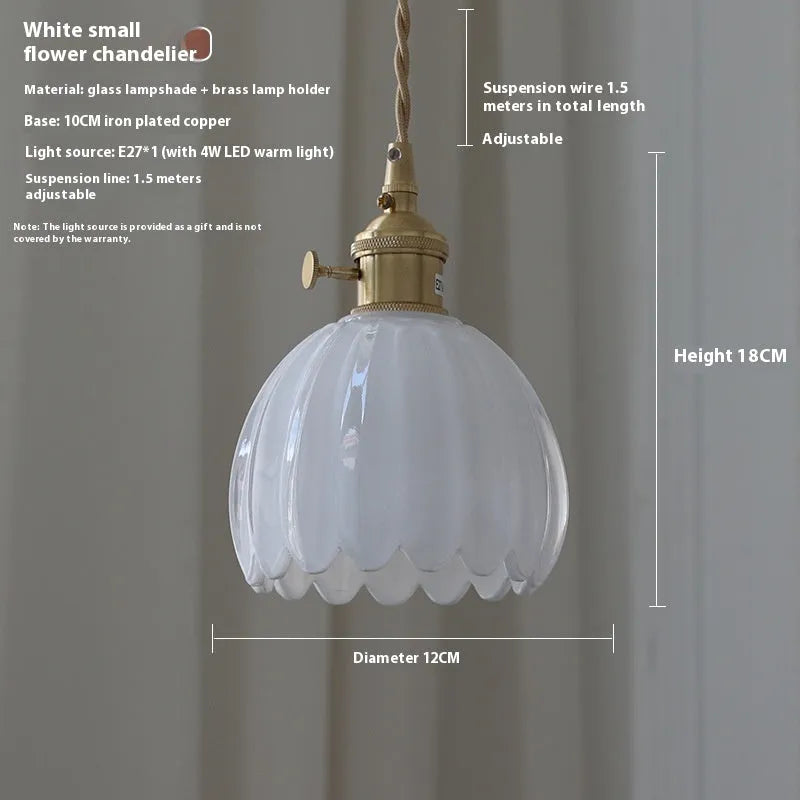 Vintage glass flower chandelier with Nordic design for bedside ceiling lighting