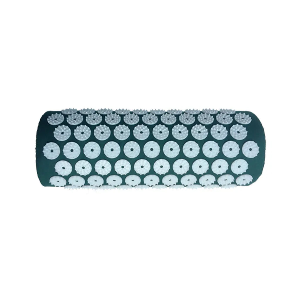 Acupuncture massage mat set with 68x42x2cm cushion and 38x15x10cm headrest in black and blue