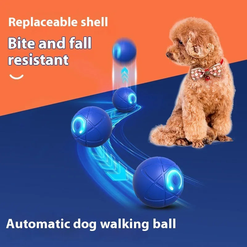 Rubber pet toy ball for dogs and cats in orange red or sapphire blue, single or dual mode