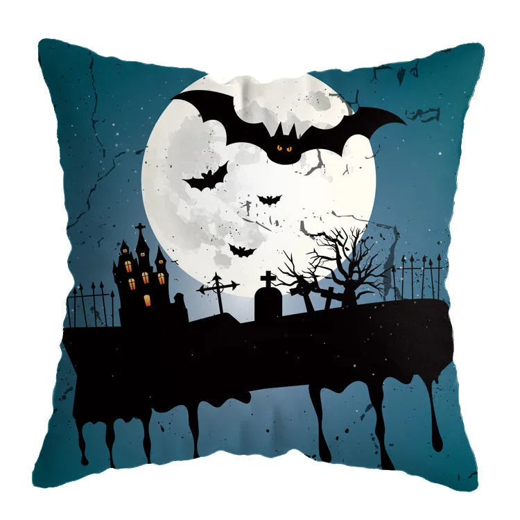 Linen skull Halloween pillow cover 45x45cm square cushion case for sofa and bed decoration