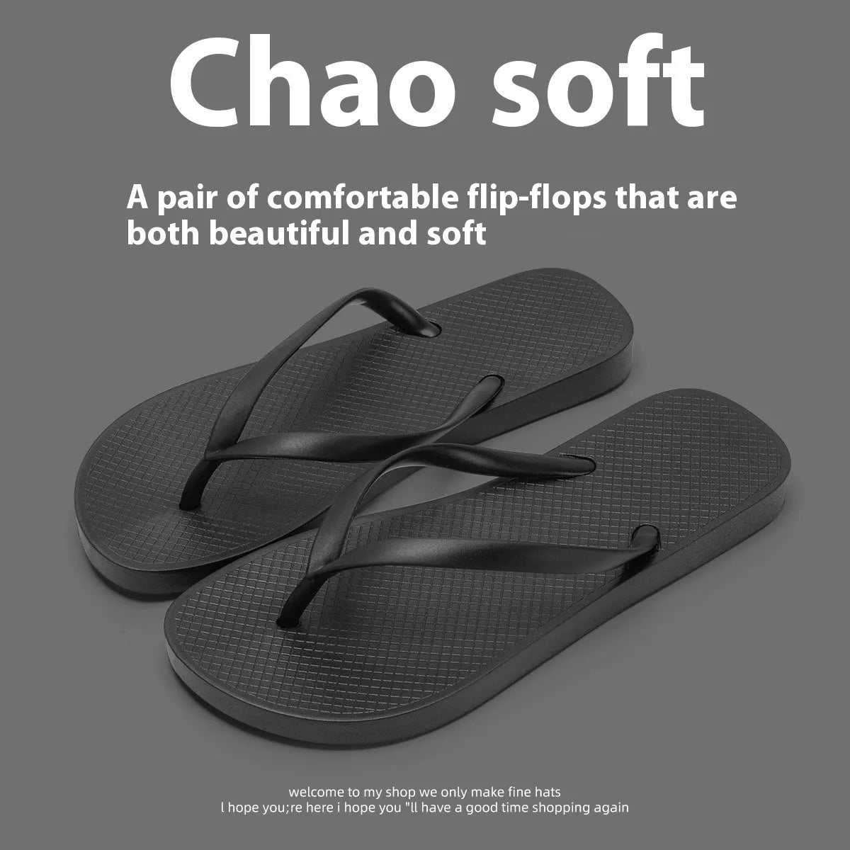 Foldable casual beach slippers in black with hollow out plastic upper and non-slip PVC sole.