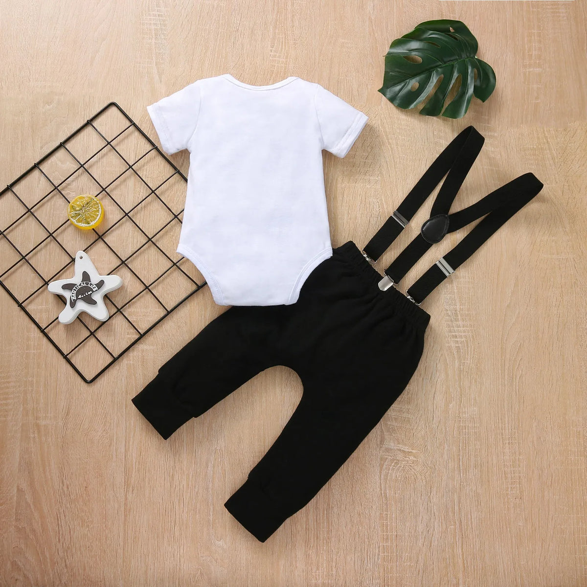 Men's white striped cotton blouse and pants set with removable hood and hidden hook closure, short sleeve summer outfit.