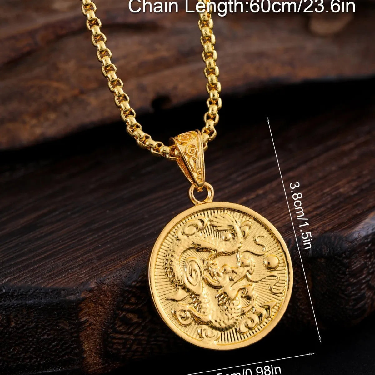 Retro round titanium steel pendant in gold finish with hip hop style