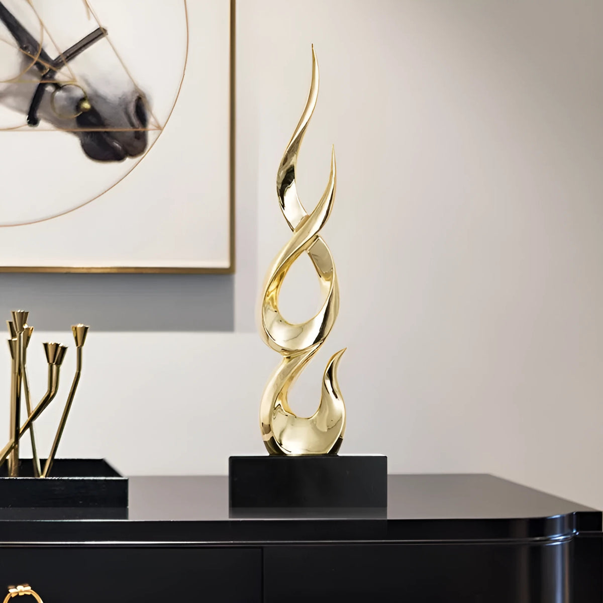 A tall, modern resin festival decoration in a choice of gold, silver, red, or gradient colours.