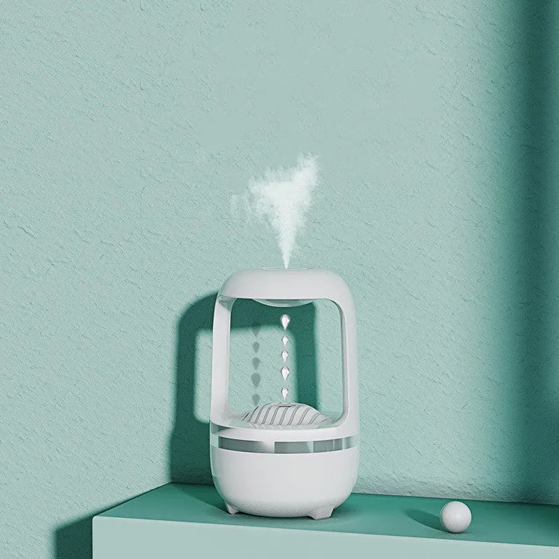 Anti gravity water drop humidifier, round ABS plastic body, 120x120x229mm, USB powered, white or black