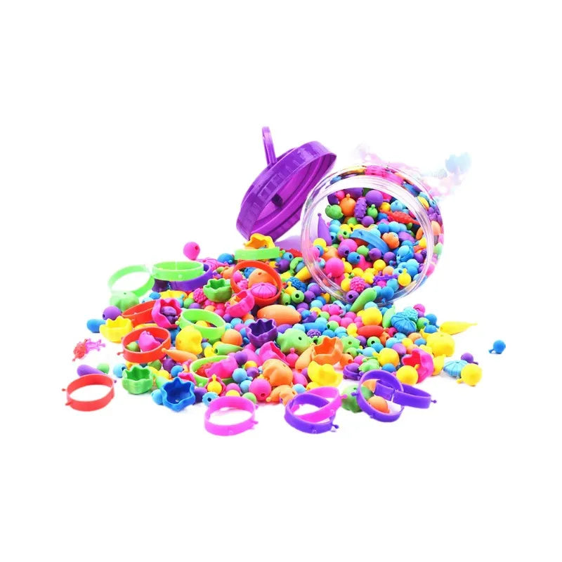 Children's pop beads set with plastic beads, bracelets and headbands in OPP bag or storage box, 108 to 508 pieces