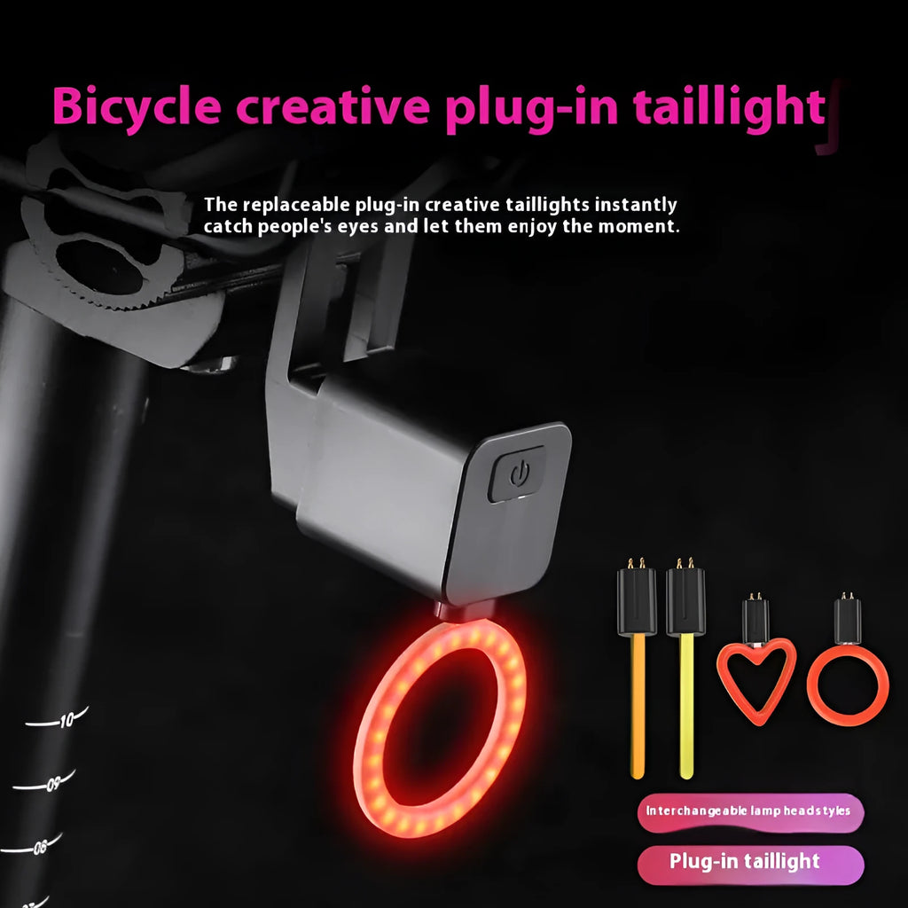 Bicycle rear taillight with running water LED pattern mounted on seat tube