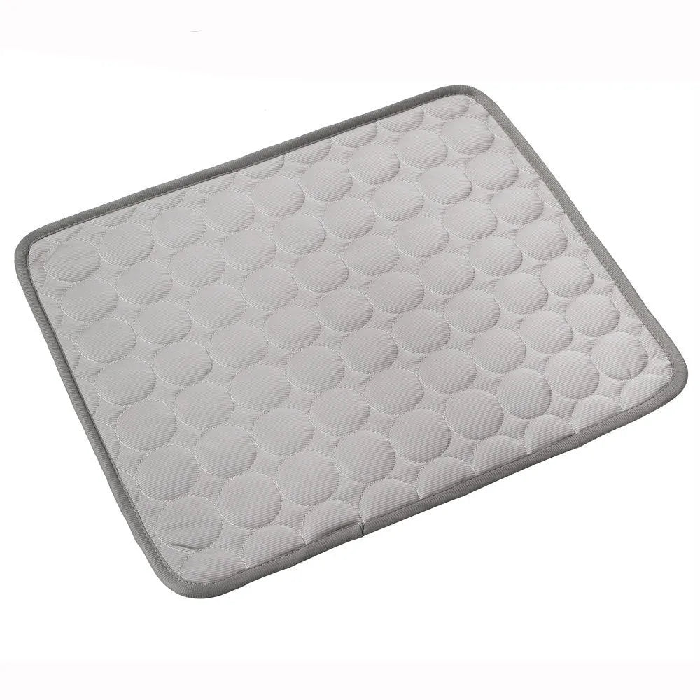 Ice silk dog cooling mat in blue edging, breathable mesh pet cold bed for small big dogs and cats