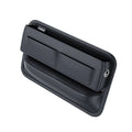 Black PU leather car seat gap storage box with sponge filling, filling seat gap, cable hole for charging, universal fit.