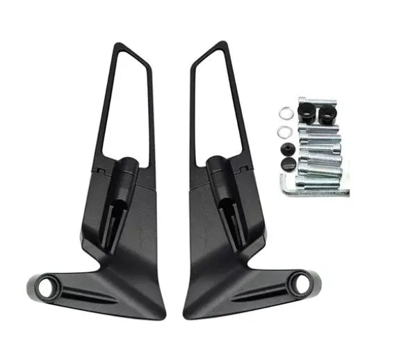 Universal foldable motorcycle rearview mirror in aluminium alloy, black, for motorcycle and electric car commuting