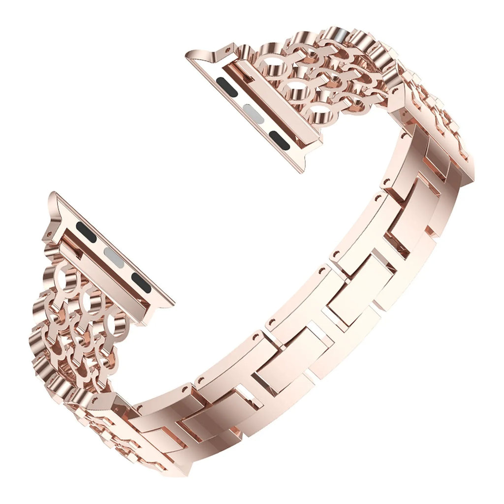 Stainless steel mesh watch strap for iWatch in black, rose gold, or silver
