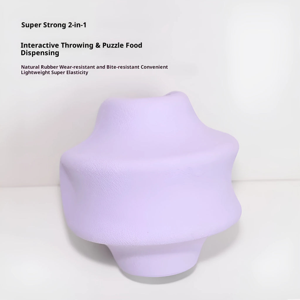 Natural rubber pet food dispensing toy in dark blue, suitable for slow feeding