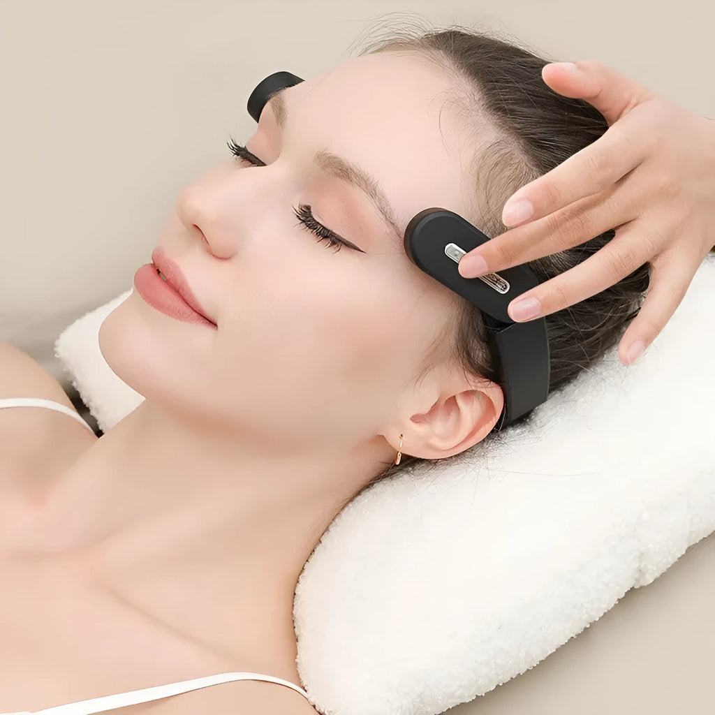 Rechargeable head temple massage instrument with 3-speed control for decompression, available in multiple colour editions