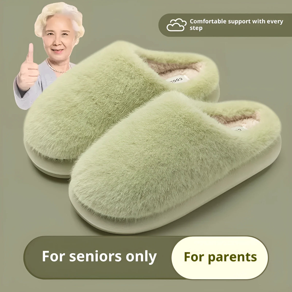 Non-slip winter insulated slippers with artificial wool lining and plush upper, available in five colours and sizes 36-45