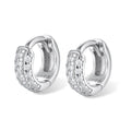 925 sterling silver circle ear clip earrings with inlaid zircon, wide face, 6mm 8mm 10mm, gold or white gold