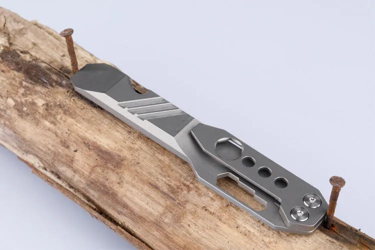 Titanium alloy TC4 multi-function crowbar screwdriver bottle opener in gun grey or stone wash, 41g
