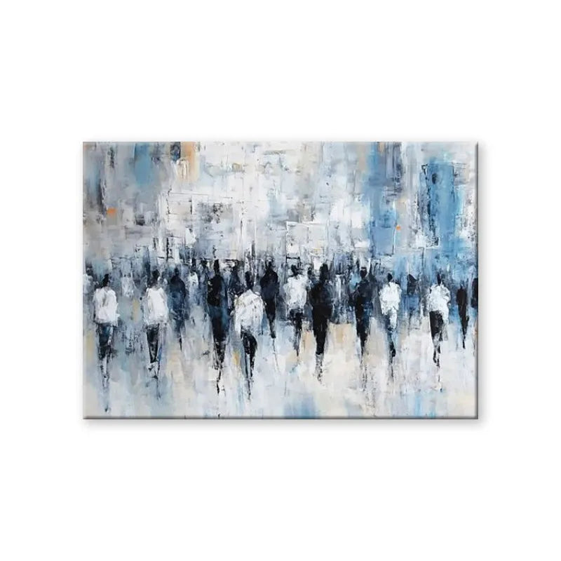 Hand-painted abstract street scene oil painting on canvas for home living room wall decor