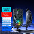 Wireless three-mode mouse with hollowed-out design in black contour finish on desk with cable