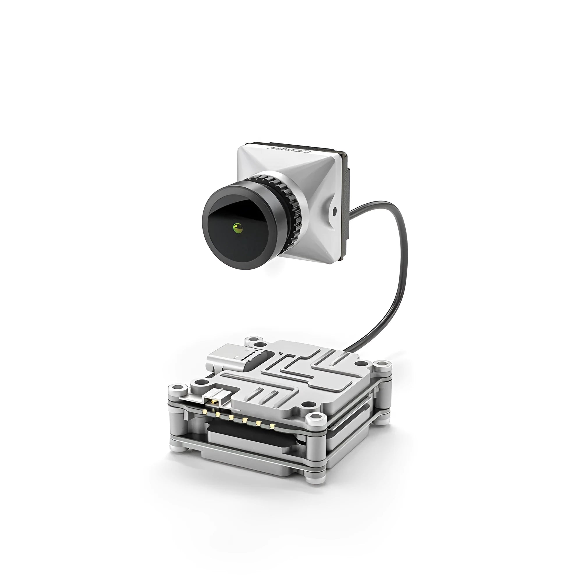 Silver Caddx ADAPTS DJI FPV digital image transmission kit and Polar Vista hardware for drone upgrade.