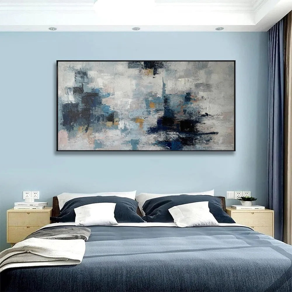 Handmade abstract oil painting on canvas, unframed horizontal one-panel Nordic-style wall art for home rooms