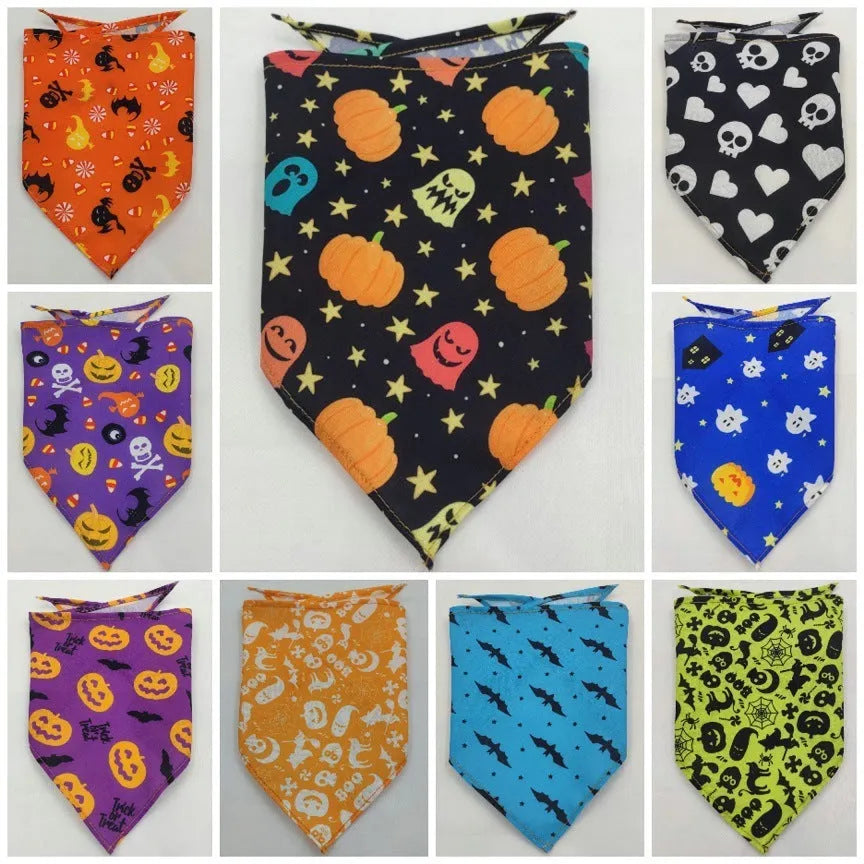 Polyester tie-dye triangle pet drool towel scarf in style option on a dog