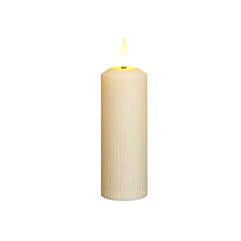Beige ABS electronic candle lamp set with water droplet head, three USB rechargeable candles and remote control