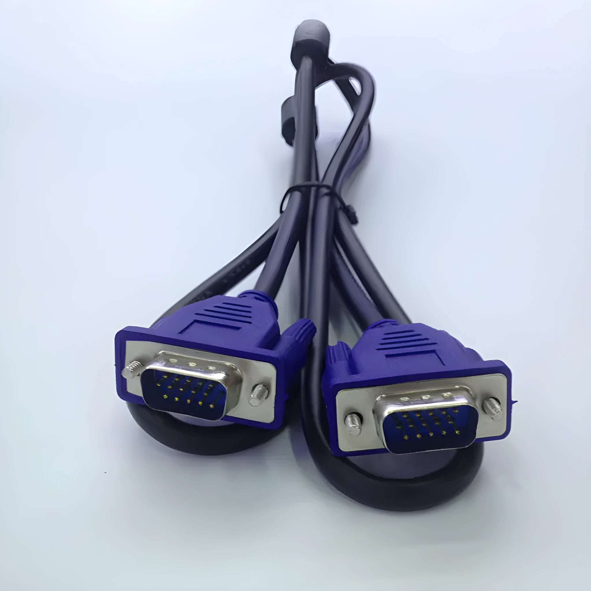 Black VGA cable with blue connector, 1.5 metres long for computer monitor and TV connections