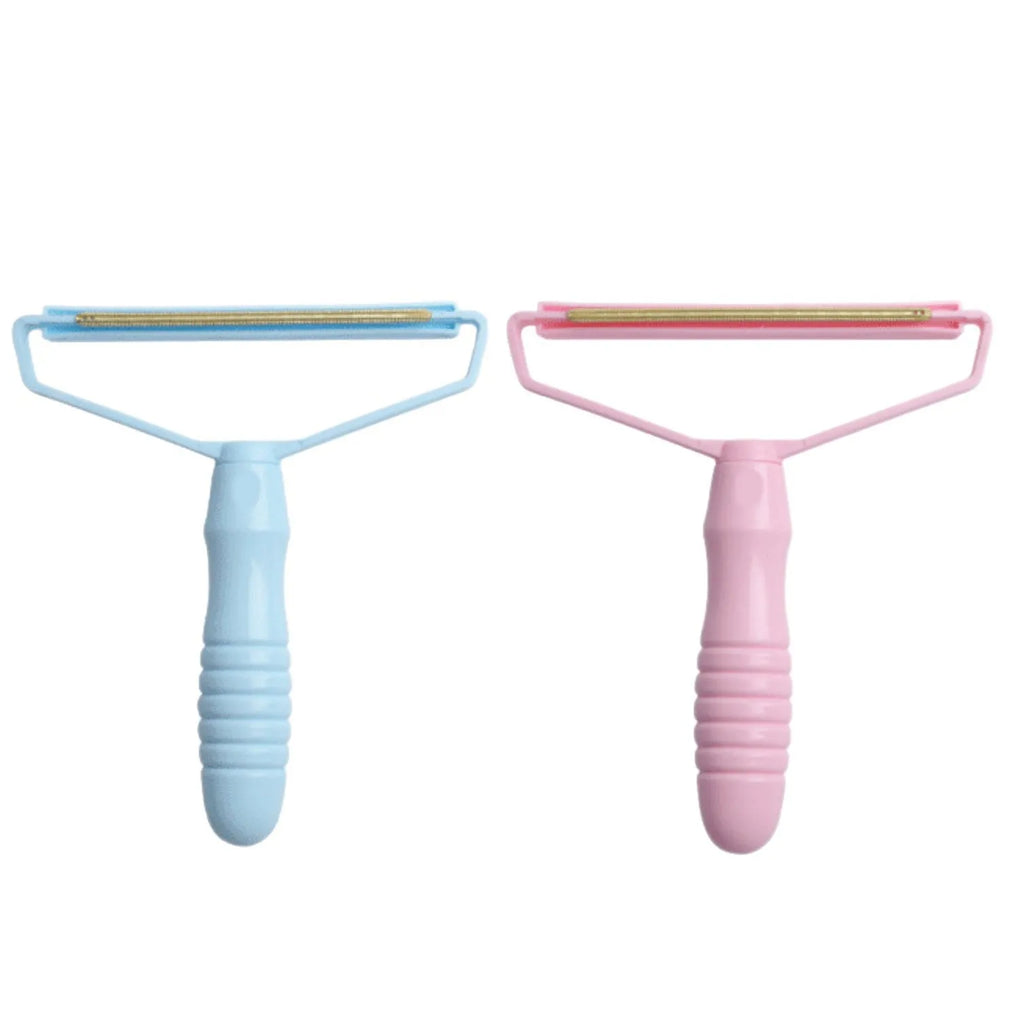 Portable manual fabric shaver with double-sided copper blade and PP handle in blue, 16 x 14 x 2.5cm