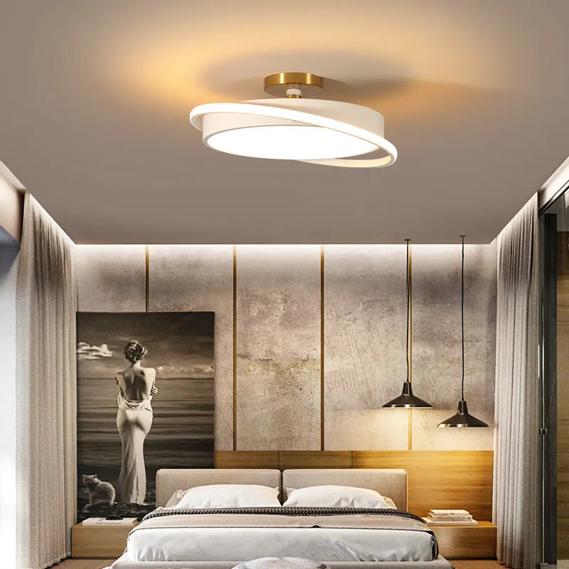 Round black gold LED ceiling light with electrodeless dimming in three sizes