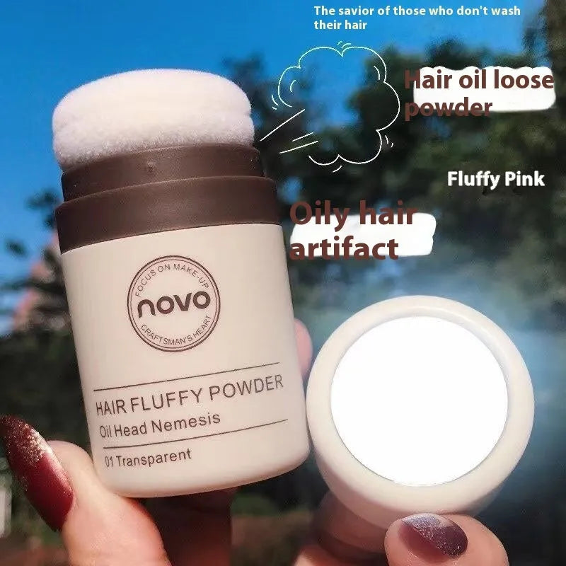 Veejaga mattifying hairline and facial oil control powder in transparent, brown and dark brown shades.