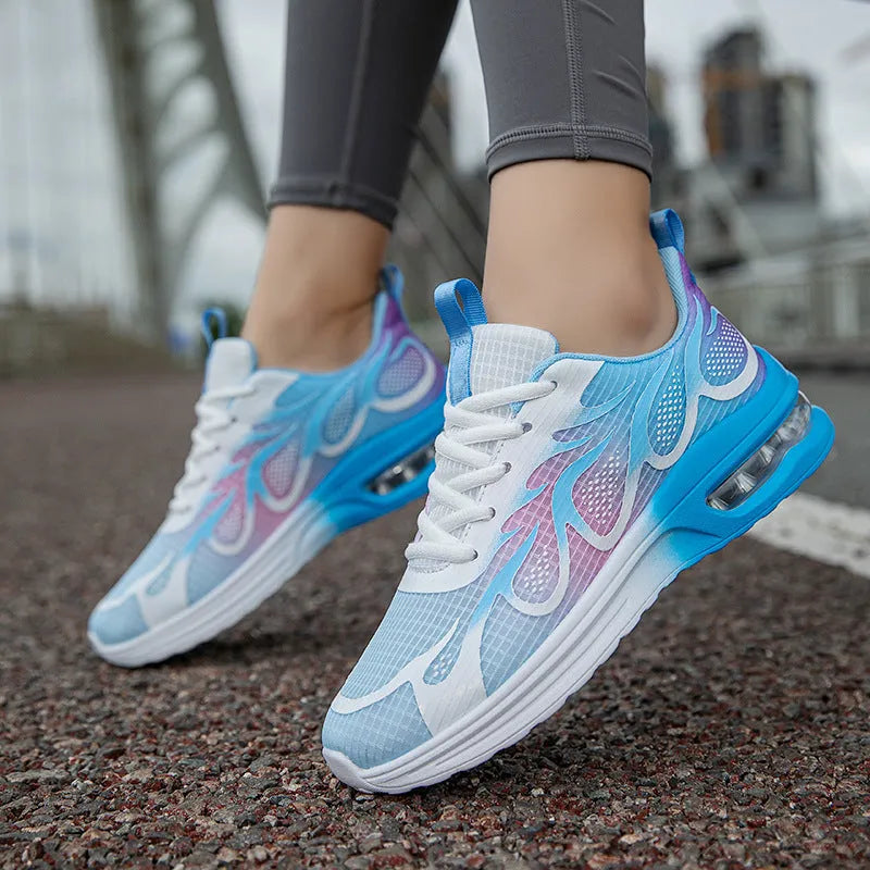 Women's mesh fashion casual sneakers in Moonlight colour with lace-up closure and PU sole