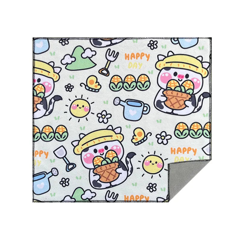 Colourful cartoon cat printed nylon cosmetic bag showing animal design pattern and zipper closure